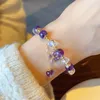 Strand Purple Crystal Bracelet For Women Gold Color Metal Chain Transparent Beads Handmade Hand Strings With Butterfly Pendant