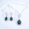 Necklace Earrings Set 2023 Fashion Purple BLUE Red Green CZ Zircon Party Ball Jewelry Wedding Dressing Banquet Formal