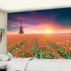 Tapestries Tulip Flower Pattern Tapestry Wall Hanging Garden Tapestry Art Dormitory Home Bedroom Background Wall Decoration Picnic Cloth R230812