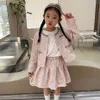 Kleidungssets Kinderkleidung Kariertes Muster Mädchenkleidung Jacke Rock Mädchenkleidung Lässiger Stil Kinderkleidung