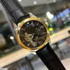 Regarder la mode masculine Mouvement mécanique Automatique Regarder Skin with Date Moon Phase Sports Watch Nine Flywheel Sun Moon Star Watch With Box