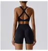 Women Leggings Moditin Sportset workout kleding voor vrouwen 2023 Mooie achterhokbestendige bh -tops naadloze strakke shorts broek snel droog