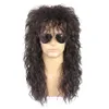 Косплей парики GRES PUNK Пушистые пушистые вьющиеся парики для мужчин темно -коричневый мужской парик высокий температурный волокно рок -косплей -костюм Синтетические волосы 230811