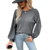 Frauenpullover 2023 Herbst- und Winterpullover Pullover Casual Tops Langarmed Grey Rückenless Hohlkleidung