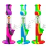 12.5inch Silicone Water Pipe Dab Rig with 6 Arms Perc Recycler Bubbler straight tube bong with glass bowl smoking accessories