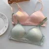 La maternité intime les femmes A B tasse de soutien-gorge à carreaux Soft Wireless Bras Ladies Deep V Bralette Female Sous-vêtements confortable Sexy Brassiere Lingerie HKD230812