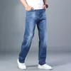 メンズパンツ6色春夏薄いストレートルーズジーンズクラシックスタイル高度なストレッチバギー男性プラスサイズ40 42 44 230812