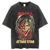 Camisetas para hombres Ataque de anime en camisetas de titán ácido vintage camiseta lavada de gran tamaño verano 100% algodón de moda