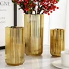 Vases Nordic Gold Luxury Céramique Placage Vase Grande Décoration Ins Style Creative Flower Arrange de salon Table de thé