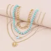 Kedjor Fashion Multilayer Fold Wear Chocker Necklace For Women Bohemian Turquoise Pendant Heart Shape CollarBone Chain Jewelry