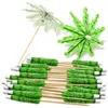 Vorken 80x groene kokosnootboom tandenstokers papieren paraplu's handgemaakte cocktail parasol sticks voor decoraties