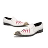 Sukienka buty Summer Mens w stylu Koreański Złoty stóp do palców z nadrukiem białe skórzane biznesowe buty 230812