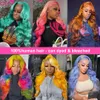 180%density 13x4 Lace Front Wig Body Wave 613 Honey Blonde 30 40 Inch Human Hair 13x6 HD Transparent Lace Frontal Wig for Women 180%