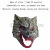 Máscaras de festa Cosplay Creepy Animal Wolf Head Open Bouth Red dentes e olhos horríveis Máscara de Halloween Scary Face Helmet Fantas