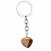 Keychains Gem Quartz Tiger Eyes Naturel Stone Love Heart Charms Cadeaux Keychain Gift For Women Hommes Amis de famille