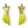 Stage Wear Yellow Professional Latin Dance Tassel Dress Sexy Women's Competition Costume Children Size Customization Female Clothing