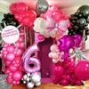 Andere evenementenfeestjes 128 PCS Pink Rose Red Silver Disco Bow Aluminium Die Balloon Garland Arch Kit Girls Baby Shower Wedding Decoratie 230812