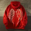 Projektant męski Hip Hop Devil Wings Vintage Męs Street Wear Alphabet Bluet Men Men Dame Hoodie Hoinie Hoodie Wysokiej jakości bluza Pullover Black Red M-3xl