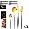 Dijkartikelen Sets Elegant 6 Person Set met roestvrijstalen bestek en steak messen Portugal -stijl lepel vork