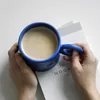 Tazas de estilo nórdico simple taza de café de cerámica gran capacidad de agua de agua a mano pellizca forma irregular orejas grandes tazas de té amigo dibrete de regalo