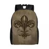 Mochilas Backpack Fleur de Lys Mochilas para homens homens à prova d'água Escola College Lily Flower Fleur-de-Lis Bag Print Bookbag