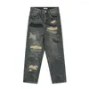 Jeans maschile hip hop buco patchwork dritta harajuku pantaloni cargo casuali pessimi y2k sciolte pantaloni in denim