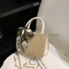 Beach Gentle simple and fashionable silk scarf handbag 2023 Spring/Summer New Western style chain single shoulder crossbody bag trend caitlin_fashion_bags