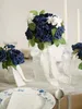 Fleurs décoratives couronnes Mefiers Fleur artificielle fausse pivoine 16 / 32pcs Péonies de floraison bleu marine avec tige pour le bouquet de mariage bricolage décorations de maison 230812