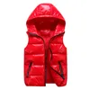 Men's Vests Man/woman/ child Vest Winter Hooded Glossy Cotton Vest Casual Waistcoat Men's Sleeveless Jacket Warm Overcoats Hat 230812