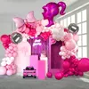 Andere evenementenfeestjes 128 PCS Pink Rose Red Silver Disco Bow Aluminium Die Balloon Garland Arch Kit Girls Baby Shower Wedding Decoratie 230812