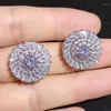 Stud Earrings Design Wedding Jewelry Luxury Clear Zircon Elegant Silver Colour Flower For Women