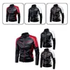 Men's Jackets Men's Winter Fleece Pu Jacket Motorcycle Waterproof Cool Contrast Colors Classic Biker Leather Jacket Motor Autumn Coat 230812