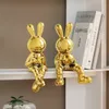 Decorative Objects Figurines Electroplating Rabbit set of 2pcs Sculpture for Home Decor office desk Decoration Living Room Animal Statue 2023 230812