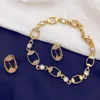 Ketting oorbellen set elegante Italiaanse gouden kleur sieraden oorring ring armband voor vrouwen feest bruiloft accessoires