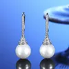 European and American New S925 Sterling Silver Large Pearl Earrings Inlaid with Zircon Female Elegant Simple Ear Jewelry Gift