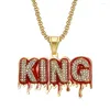 Collane a ciondolo Hip hop a ghiaccio di bling lettera king gold color gold in acciaio inossidabile catene per donne hiphop gioielli hiphop