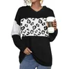 Women's Hoodies 2023 Women Leopard Print Streetwear Hoodie Female Simple Casual Stitching Printed Long-Sleeved Hooded Sweatershirt