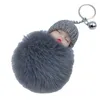 Keychains 3PCS 10 Colors Sleeping Baby Key Ring Doll Plush Faux Fur Keyrings Fluffy Jewelry Women