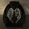 Designer Men hoodie Essentail hoodie hip Hop Devil Wings Vintage Men street wear alfabet hoodie skateboard hoodie hög kvalitet pullover tröja svart röd m-3xl