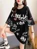 Women's Hoodies Black Graffiti T -shirt Koreaanse vrouwen Kawaii losse oversized tops Hip Hop White Anime Ins Ulzzang High Street T -shirt