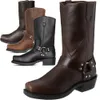 أحذية Men's Boots اليدوية المصنوعة يدويًا للرجال ، الكعب السميك ، أحذية منتصف الأنبوب الأوروبية على الطراز الأمريكي ، وأحذية رعاة البقر الغربية بالإضافة إلى الحجم 39-48 230812