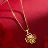 Donne a forma di cuore a 4 foglie Ragazze a sospensione catena 18k giallo oro color in stile delizioso regalo di gioielli lucidati