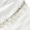 2023夏の白いソリッドカラーパネルレースドレス半袖Vネックミディカジュアルドレスw3l043706