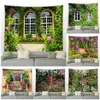 Tapisserier Flower Tapestry Spring Fence Landscape Bakgrund Tygvägg Hängande trädgårdsaffisch Outdoor Home Decor Tapestry Aesthetics 230812