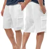 Men's Shorts 2023 Euro American Cross Border Linen Multi Bag Lacing Casual Beach Cargo Pants