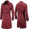 Men's Trench Coats Mens Spring Autumn Windbreak Overcoat Long Trench Coats with Belt Male Pea Coat Double Breasted Peacoat W03 230812