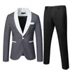 Abiti da uomo giacca per blazer autunno e pantaloni affari di moda in due pezzi set di pantaloni blu nera costumi di costume homme