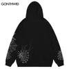 Herrtröjor tröjor Hip Hop Sweatshirt Coat Streetwear Y2K Skull Spider Web Graphic Print dragkedja Punk Hoodie Jacket Harajuku Loose Hooded Coats 230812