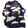 男性用セーターメン冬のセーターソフトニットペインティングパターン秋のスウェットシャツプルオーバークラウド快適なニットウェアE170