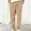 Erkekler Pantolon Erkekler Düz bacak elastik bel bandı cepleri ile sıradan pantolonlar orta katlı